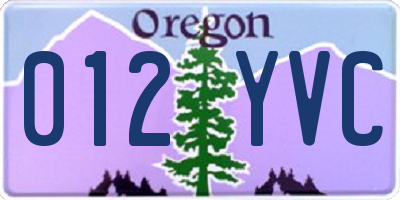 OR license plate 012YVC