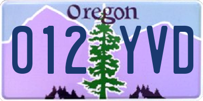 OR license plate 012YVD