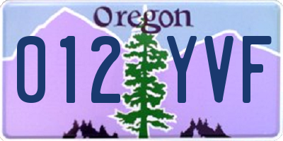 OR license plate 012YVF