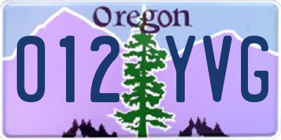 OR license plate 012YVG
