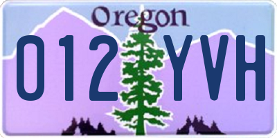 OR license plate 012YVH