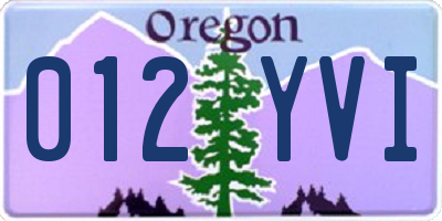 OR license plate 012YVI
