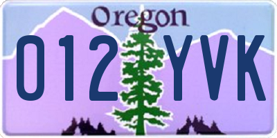 OR license plate 012YVK