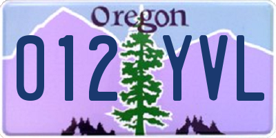 OR license plate 012YVL