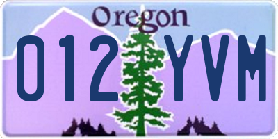 OR license plate 012YVM