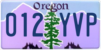 OR license plate 012YVP