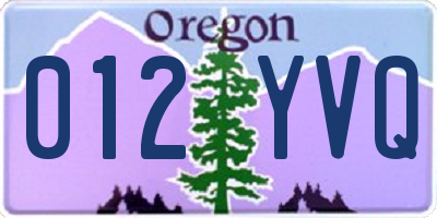 OR license plate 012YVQ
