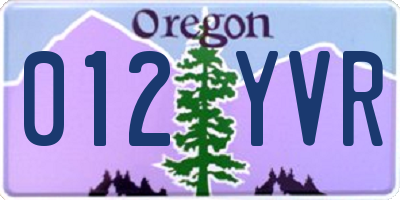 OR license plate 012YVR