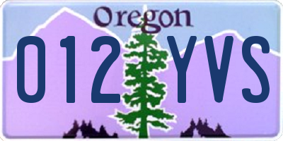 OR license plate 012YVS