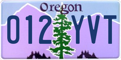 OR license plate 012YVT
