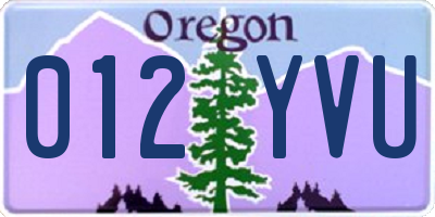 OR license plate 012YVU