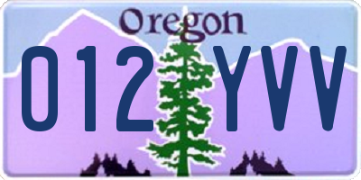 OR license plate 012YVV