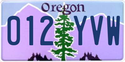 OR license plate 012YVW