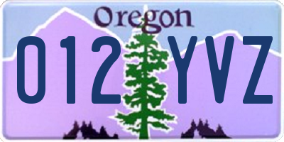 OR license plate 012YVZ