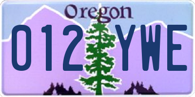 OR license plate 012YWE