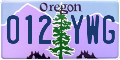 OR license plate 012YWG