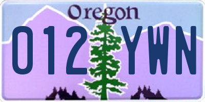 OR license plate 012YWN