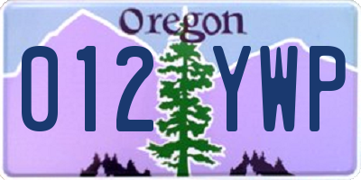 OR license plate 012YWP