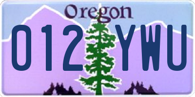 OR license plate 012YWU