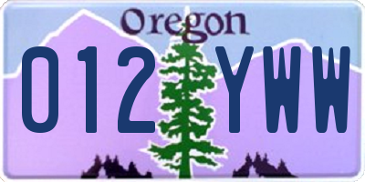 OR license plate 012YWW
