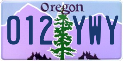 OR license plate 012YWY
