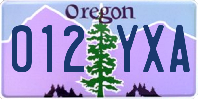 OR license plate 012YXA