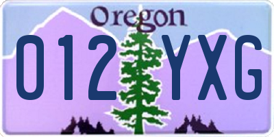OR license plate 012YXG