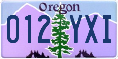 OR license plate 012YXI