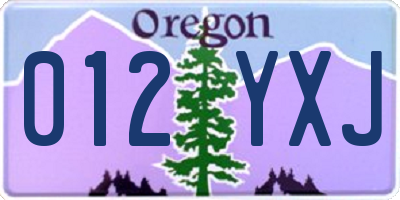 OR license plate 012YXJ