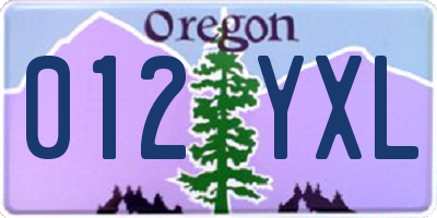 OR license plate 012YXL