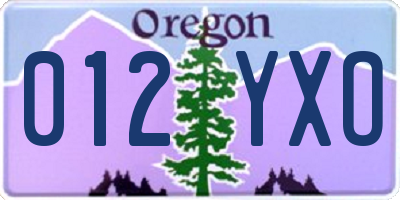OR license plate 012YXO