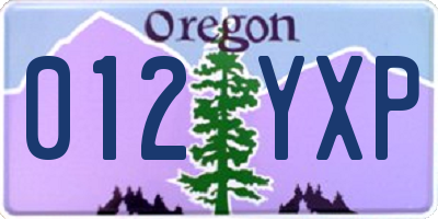OR license plate 012YXP