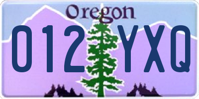 OR license plate 012YXQ