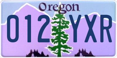 OR license plate 012YXR