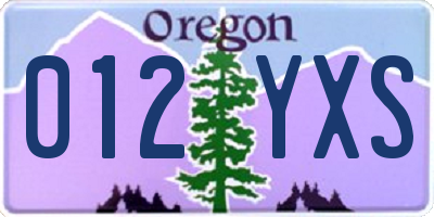 OR license plate 012YXS