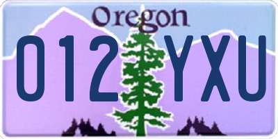 OR license plate 012YXU