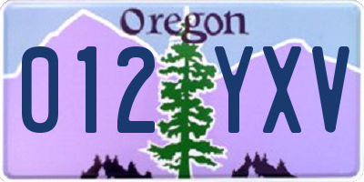 OR license plate 012YXV