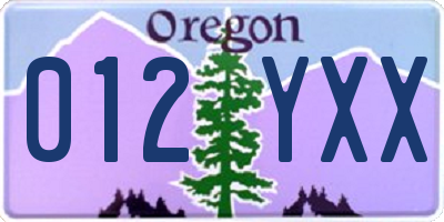 OR license plate 012YXX
