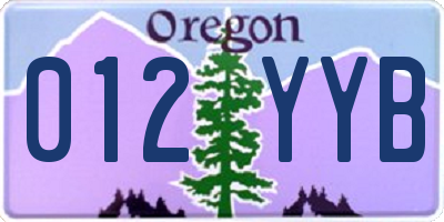 OR license plate 012YYB