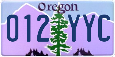 OR license plate 012YYC