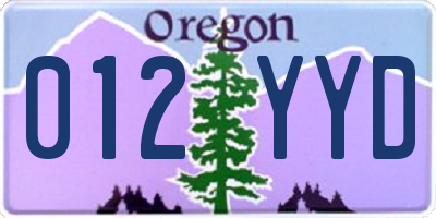 OR license plate 012YYD