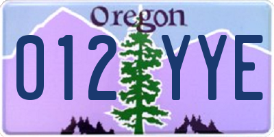 OR license plate 012YYE