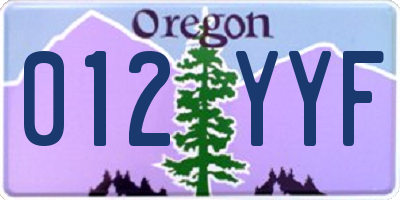 OR license plate 012YYF
