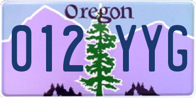 OR license plate 012YYG