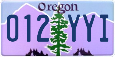 OR license plate 012YYI