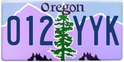 OR license plate 012YYK