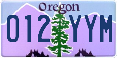 OR license plate 012YYM