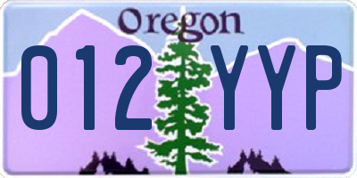 OR license plate 012YYP