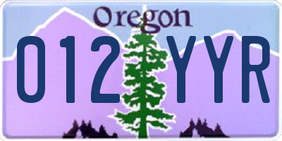 OR license plate 012YYR