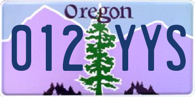 OR license plate 012YYS